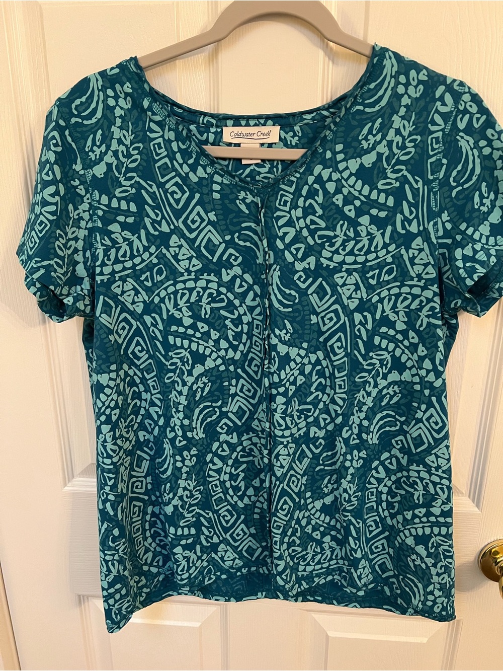 Coldwater Creek Paisley Short-Sleeve Top
